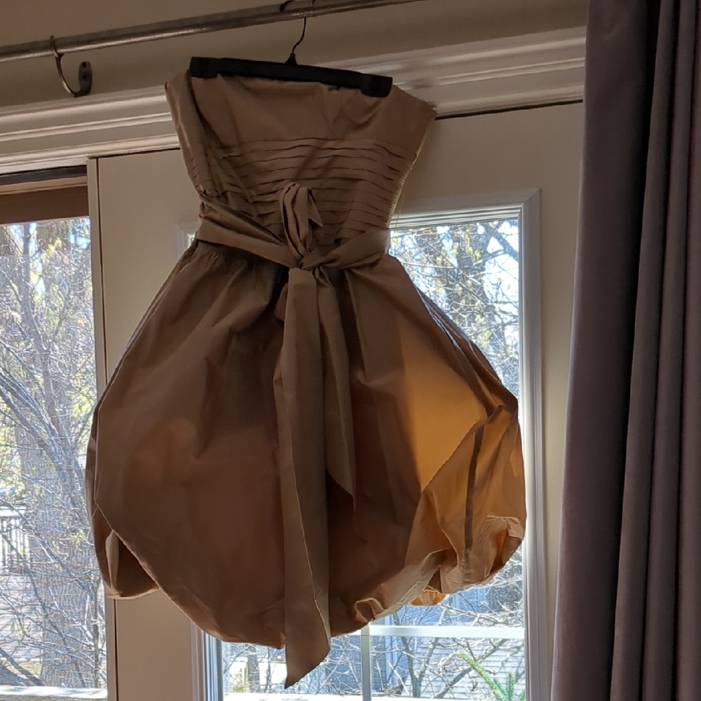 Elegant Strapless Gold Dress